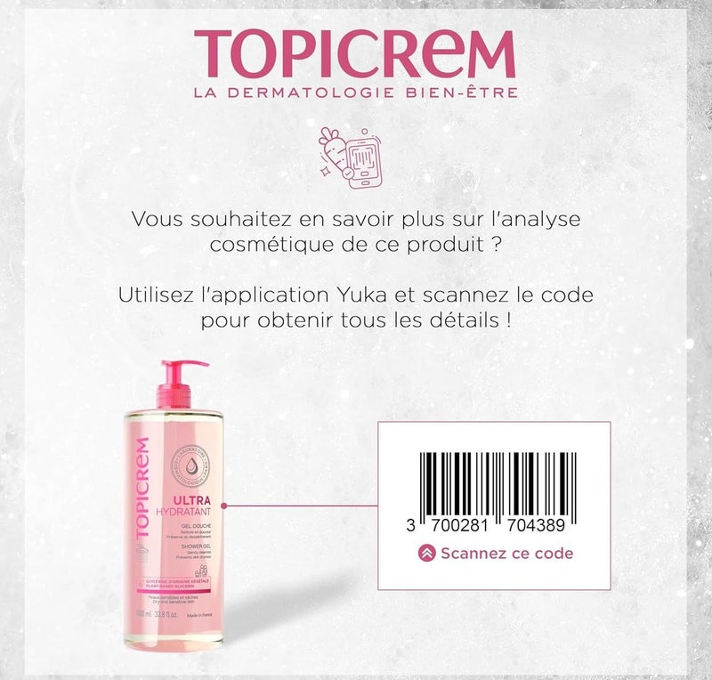 Topicrem 1000ml Ultra Moisturizing Shower Gel Gentle Daily Cleanser for Dry - Image 5